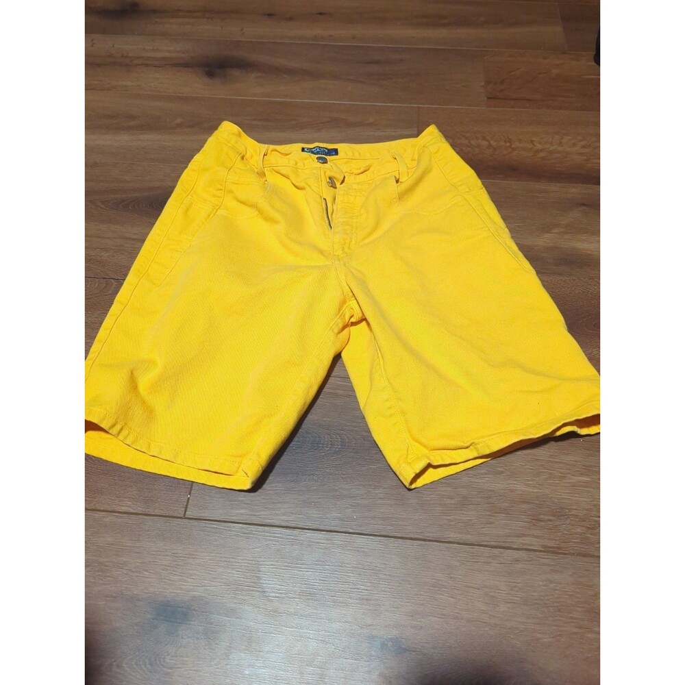 Vintage 90s GUESS Mens Size 30 Yellow Denim Shorts Double Button